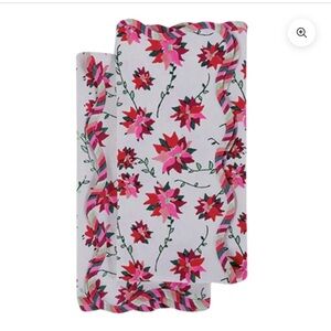 New Anthropologie FURBISH STUDIO Poinsettia Tea Towels Set Of 2 Christmas White